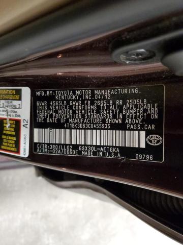 Photo 11 VIN: 4T1BK3DB3CU455935 - TOYOTA AVALON BAS 