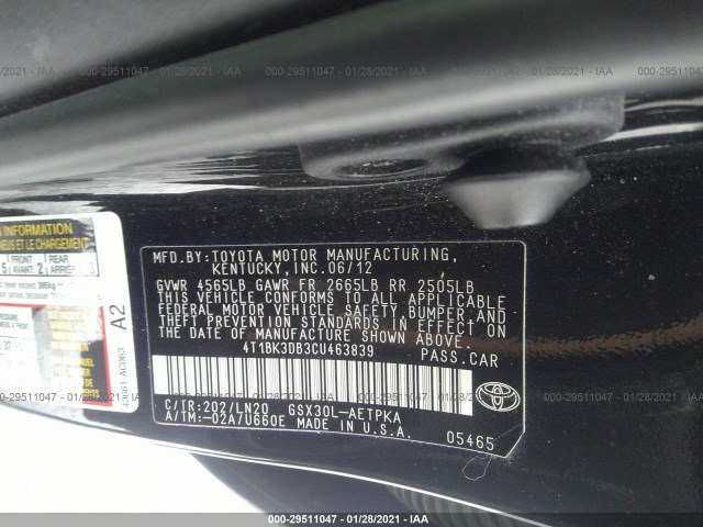 Photo 8 VIN: 4T1BK3DB3CU463839 - TOYOTA AVALON 