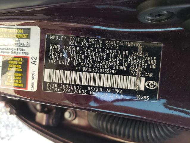 Photo 9 VIN: 4T1BK3DB3CU465297 - TOYOTA AVALON BAS 