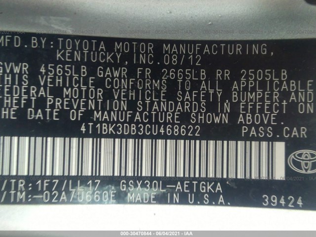 Photo 8 VIN: 4T1BK3DB3CU468622 - TOYOTA AVALON 