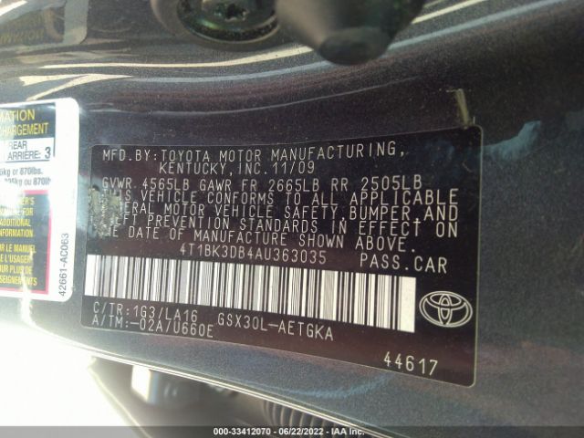 Photo 8 VIN: 4T1BK3DB4AU363035 - TOYOTA AVALON 