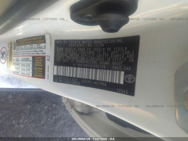 Photo 8 VIN: 4T1BK3DB4AU365108 - TOYOTA AVALON 