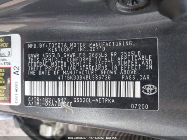 Photo 8 VIN: 4T1BK3DB4BU386736 - TOYOTA AVALON 