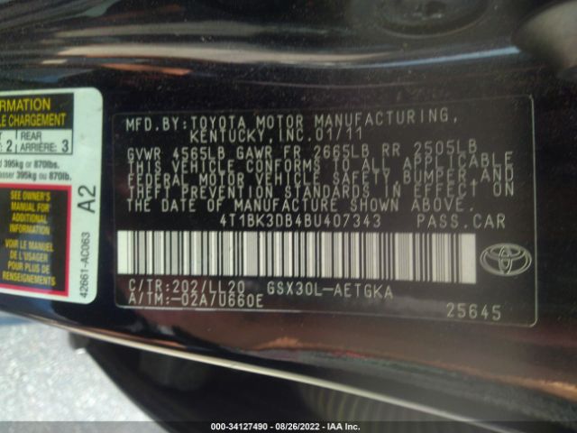 Photo 8 VIN: 4T1BK3DB4BU407343 - TOYOTA AVALON 