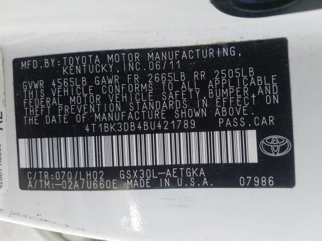 Photo 9 VIN: 4T1BK3DB4BU421789 - TOYOTA AVALON BAS 