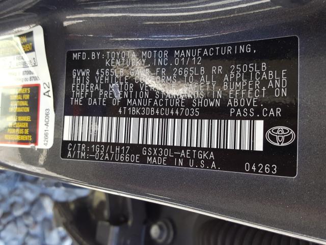 Photo 9 VIN: 4T1BK3DB4CU447035 - TOYOTA AVALON BAS 