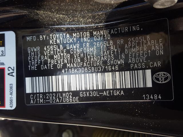 Photo 9 VIN: 4T1BK3DB5BU371646 - TOYOTA AVALON BAS 