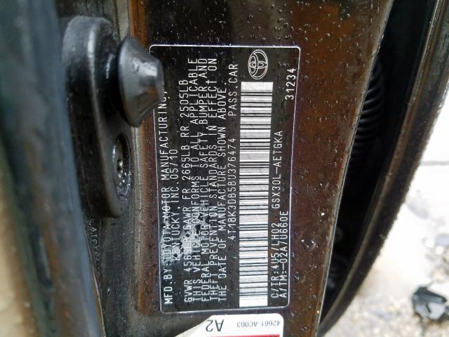 Photo 9 VIN: 4T1BK3DB5BU376474 - TOYOTA AVALON BAS 