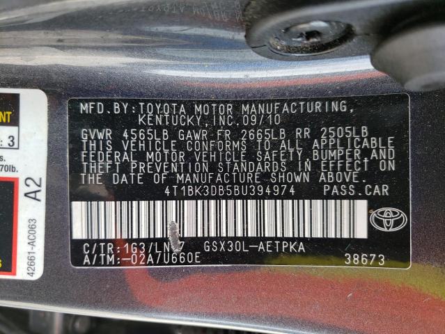 Photo 9 VIN: 4T1BK3DB5BU394974 - TOYOTA AVALON BAS 