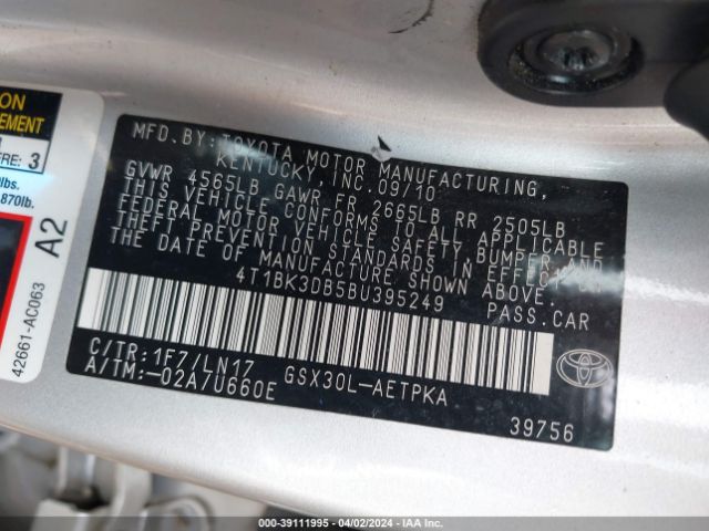 Photo 8 VIN: 4T1BK3DB5BU395249 - TOYOTA AVALON 