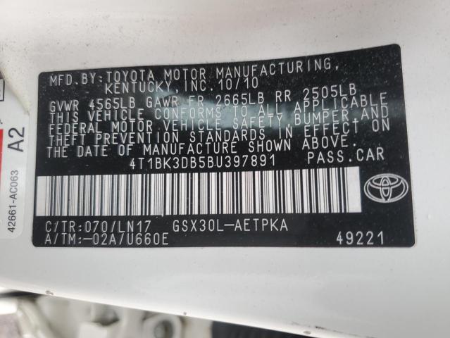 Photo 11 VIN: 4T1BK3DB5BU397891 - TOYOTA AVALON BAS 