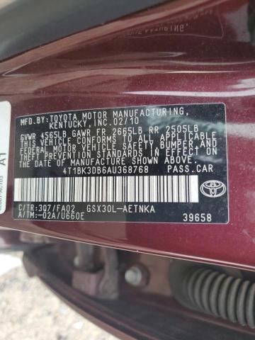 Photo 11 VIN: 4T1BK3DB6AU368768 - TOYOTA AVALON 