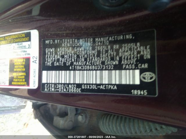 Photo 8 VIN: 4T1BK3DB6BU373132 - TOYOTA AVALON 