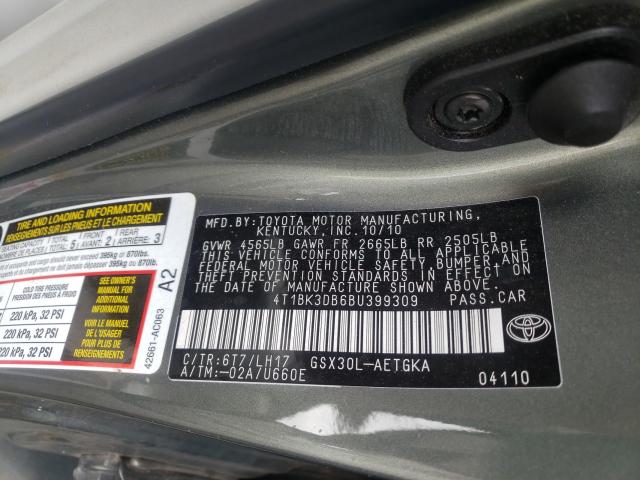 Photo 9 VIN: 4T1BK3DB6BU399309 - TOYOTA AVALON BAS 