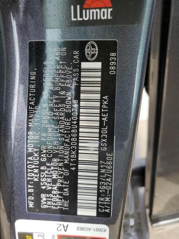 Photo 11 VIN: 4T1BK3DB6BU400748 - TOYOTA AVALON BAS 