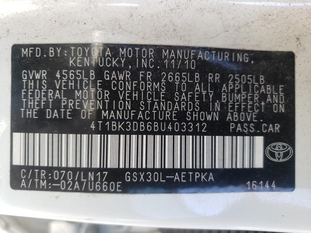 Photo 9 VIN: 4T1BK3DB6BU403312 - TOYOTA AVALON BAS 