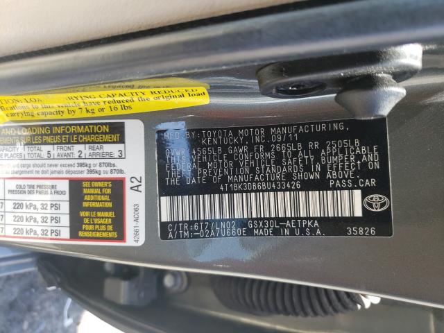 Photo 9 VIN: 4T1BK3DB6BU433426 - TOYOTA AVALON BAS 