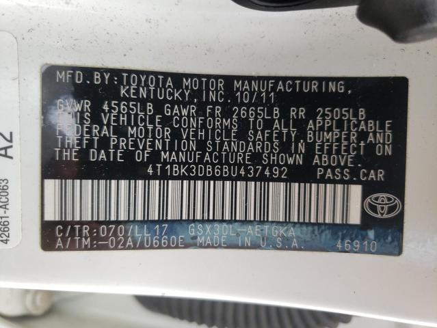 Photo 12 VIN: 4T1BK3DB6BU437492 - TOYOTA AVALON 