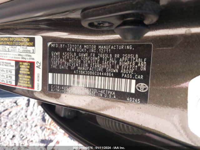 Photo 8 VIN: 4T1BK3DB6CU444864 - TOYOTA AVALON 