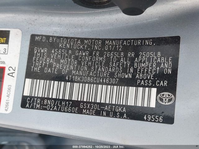 Photo 8 VIN: 4T1BK3DB6CU446307 - TOYOTA AVALON 