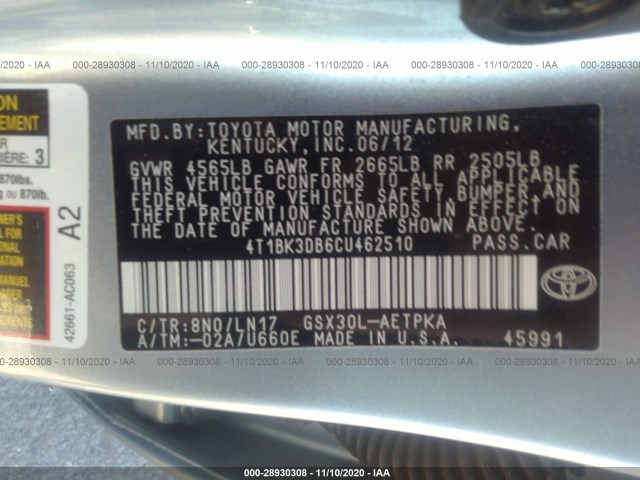 Photo 8 VIN: 4T1BK3DB6CU462510 - TOYOTA AVALON 