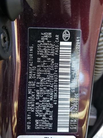 Photo 11 VIN: 4T1BK3DB7BU374192 - TOYOTA AVALON BAS 