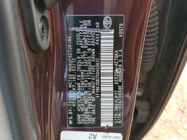 Photo 11 VIN: 4T1BK3DB7CU452617 - TOYOTA AVALON BAS 