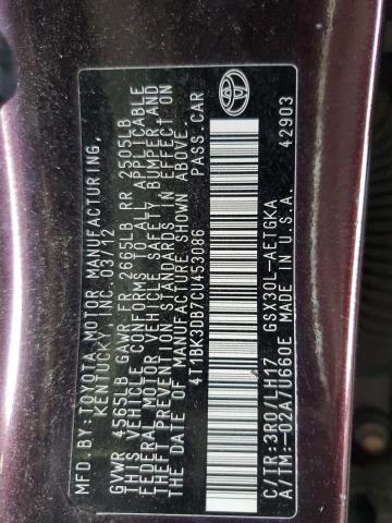 Photo 12 VIN: 4T1BK3DB7CU453086 - TOYOTA AVALON 