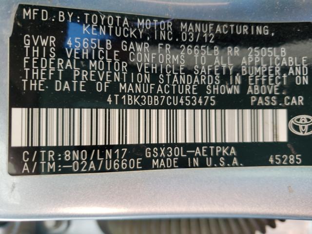 Photo 9 VIN: 4T1BK3DB7CU453475 - TOYOTA AVALON BAS 