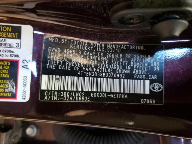 Photo 11 VIN: 4T1BK3DB8BU370992 - TOYOTA AVALON BAS 