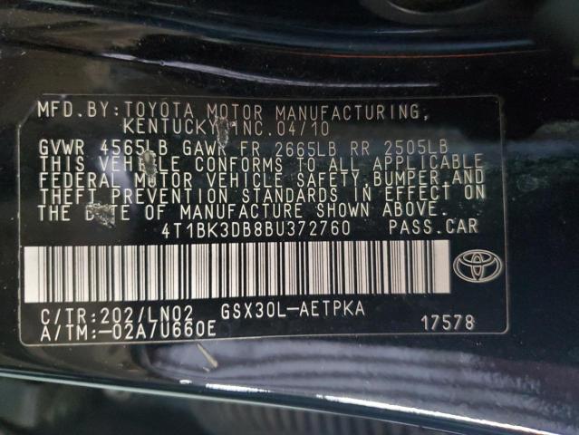 Photo 11 VIN: 4T1BK3DB8BU372760 - TOYOTA AVALON BAS 