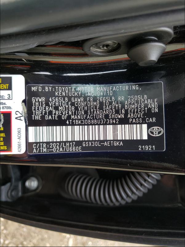 Photo 9 VIN: 4T1BK3DB8BU373942 - TOYOTA AVALON BAS 