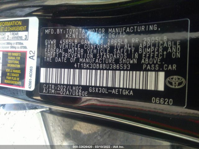 Photo 8 VIN: 4T1BK3DB8BU386593 - TOYOTA AVALON 