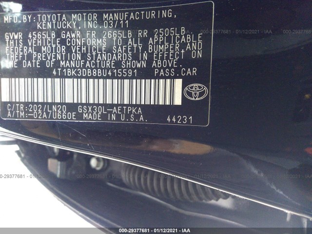 Photo 8 VIN: 4T1BK3DB8BU415591 - TOYOTA AVALON 