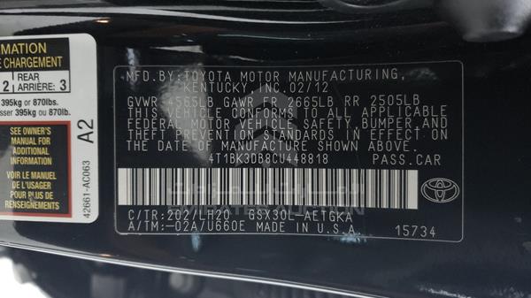 Photo 2 VIN: 4T1BK3DB8CU448818 - TOYOTA AVALON 