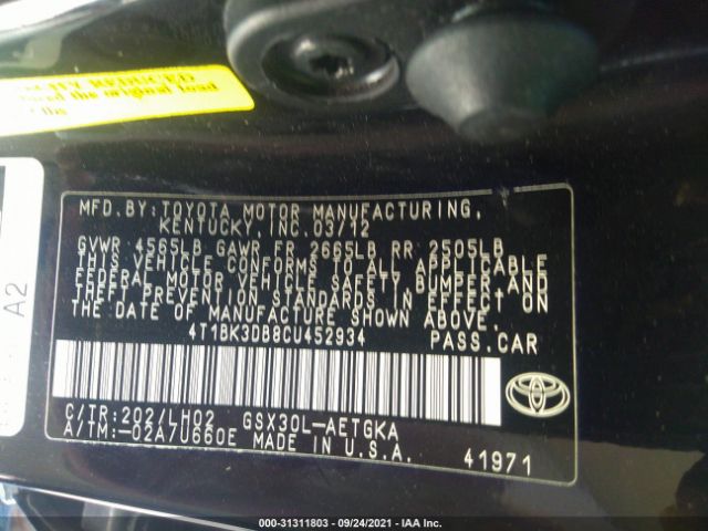 Photo 8 VIN: 4T1BK3DB8CU452934 - TOYOTA AVALON 