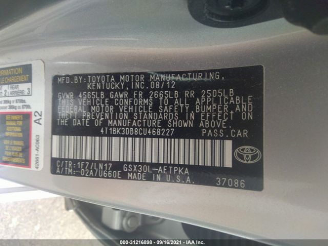 Photo 8 VIN: 4T1BK3DB8CU468227 - TOYOTA AVALON 