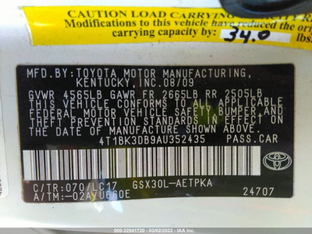 Photo 8 VIN: 4T1BK3DB9AU352435 - TOYOTA AVALON 