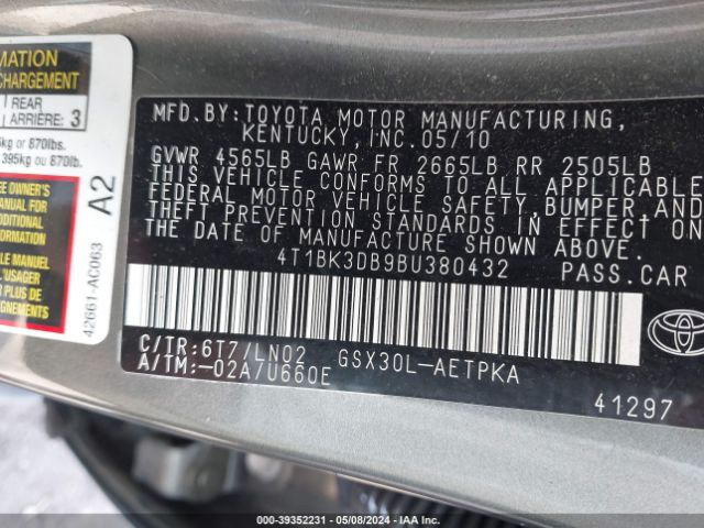 Photo 8 VIN: 4T1BK3DB9BU380432 - TOYOTA AVALON 