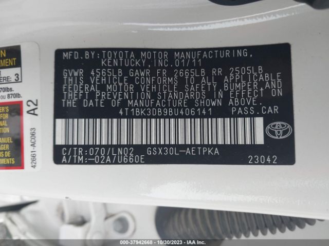 Photo 8 VIN: 4T1BK3DB9BU406141 - TOYOTA AVALON 