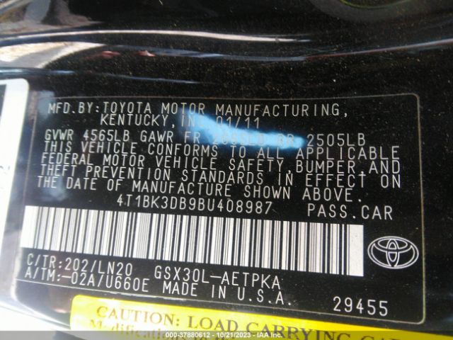 Photo 8 VIN: 4T1BK3DB9BU408987 - TOYOTA AVALON 