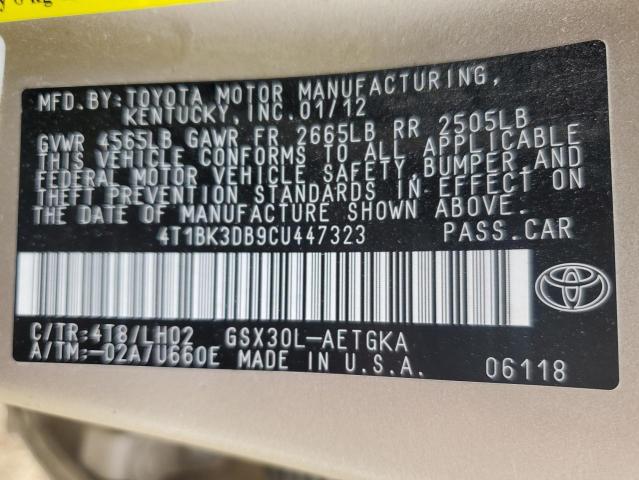 Photo 11 VIN: 4T1BK3DB9CU447323 - TOYOTA AVALON BAS 