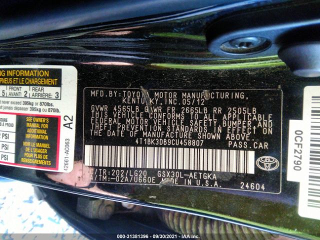 Photo 8 VIN: 4T1BK3DB9CU458807 - TOYOTA AVALON 