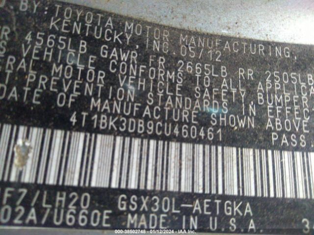 Photo 8 VIN: 4T1BK3DB9CU460461 - TOYOTA AVALON 