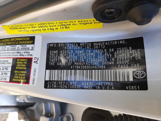 Photo 9 VIN: 4T1BK3DB9CU462484 - TOYOTA AVALON BAS 