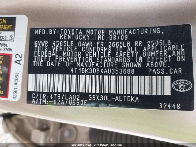 Photo 8 VIN: 4T1BK3DBXAU353688 - TOYOTA AVALON 