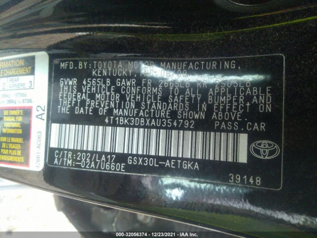 Photo 8 VIN: 4T1BK3DBXAU354792 - TOYOTA AVALON 