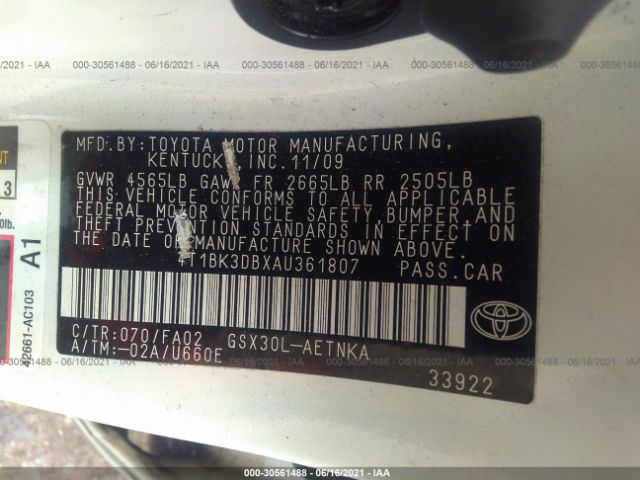 Photo 8 VIN: 4T1BK3DBXAU361807 - TOYOTA AVALON 