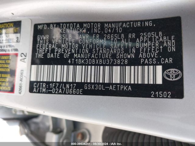 Photo 8 VIN: 4T1BK3DBXBU373828 - TOYOTA AVALON 