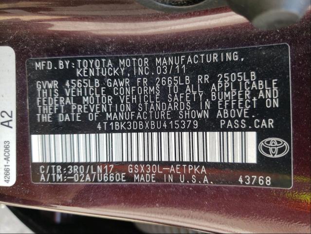 Photo 9 VIN: 4T1BK3DBXBU415379 - TOYOTA AVALON 